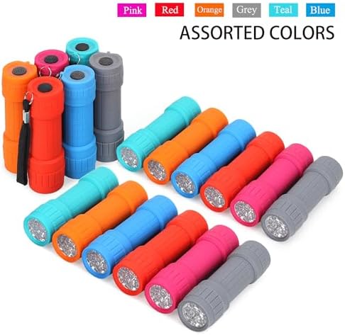 FASTPRO 18-Pack 9-LED Mini Flashlight Set with AAA Batteries Included | Small FLashlights with Lanyard, For Class Teaching, Camping, Wedding Favor