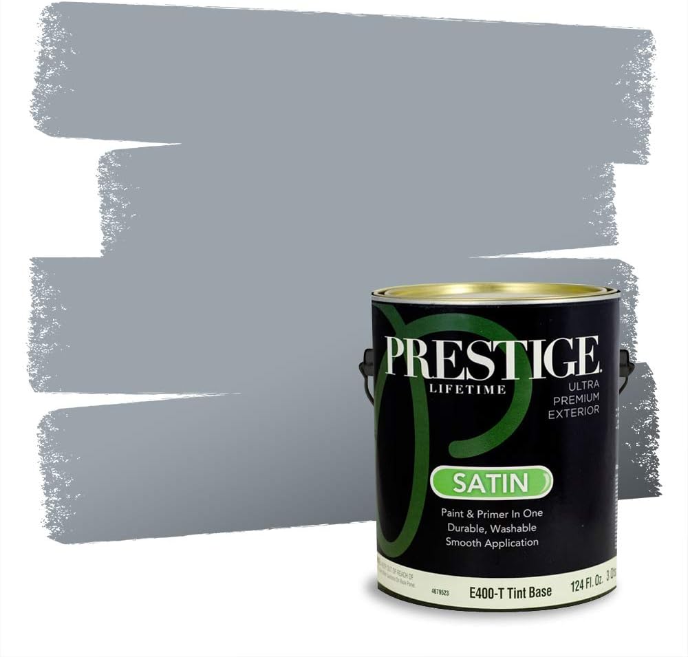 PRESTIGE Paints Exterior Paint and Primer In One, 1-Gallon, Semi-Gloss, Comparable Match of Behr* Intercoastal Gray*