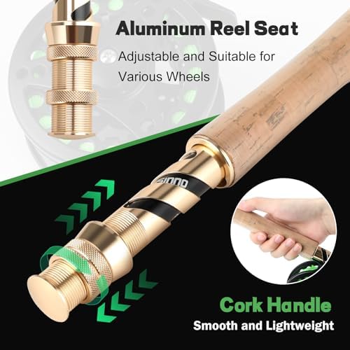 PLUSINNO Fly Fishing Rod and Reel Combo Kit, Fly Fishing Rod for Starters | 4 Piece Lightweight Ultra-Portable Graphite 5 Wt -9' Fly Rod, 5/6 Reel