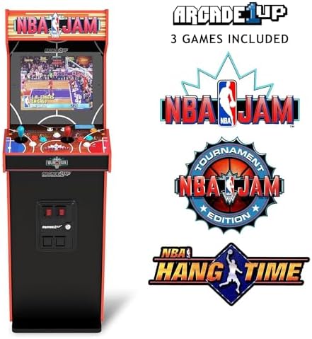 Arcade1Up NBA JAM Deluxe 2-Player Home Arcade Machine, Over 5-Foot Cabinet with Online Multiplayer, Light-Up Marquee, and 3 Classic Basketball Games