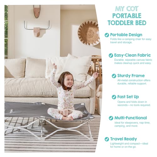 Regalo My Cot® Portable Toddler Bed, Foldable Kids Travel Bed & Camping Cot, Lightweight Sleeping Cot for Toddlers, Indoor/Outdoor