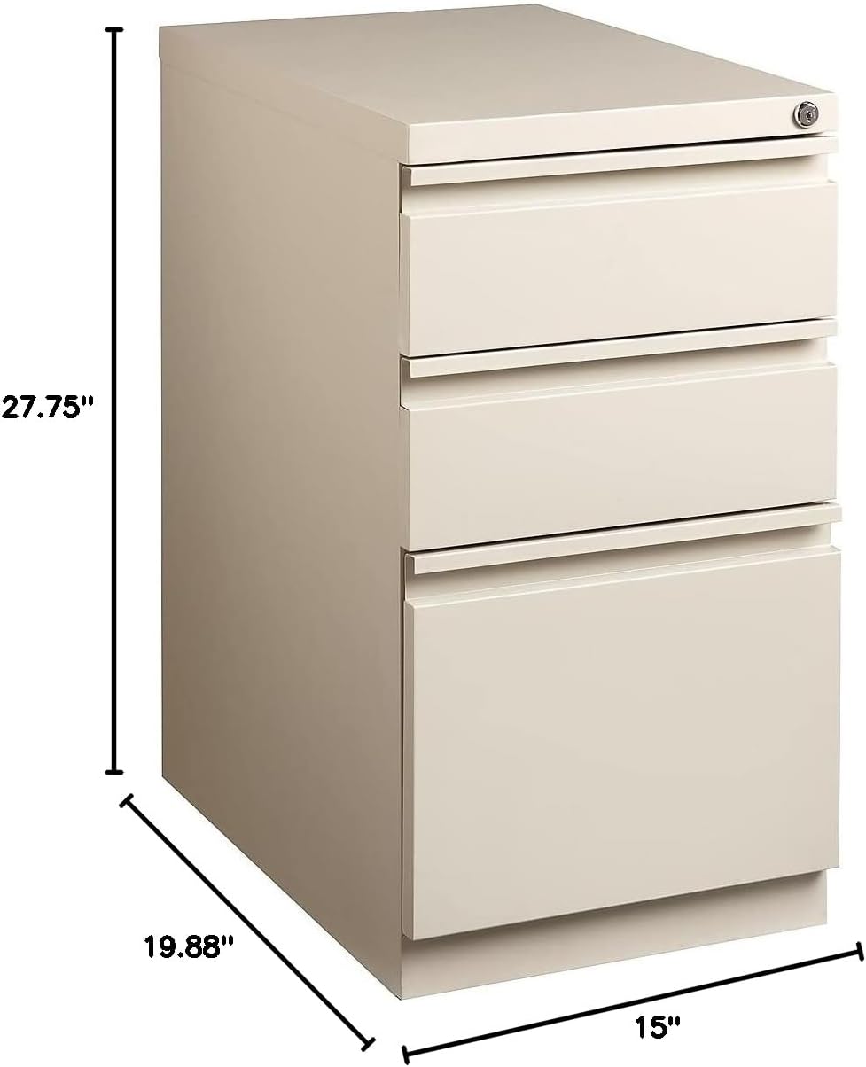 Staples 3-Drawer Vertical File Cabinet, Letter Size Documents, Lockable, 19.88" D x 15" W x 27.75" H, Black