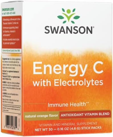 Swanson Ultra Energy C with Electrolytes 30 Packets | Effervescent Vitamin C Drink Mix with Great Citrus Flavor and Energizing Nutrients plus