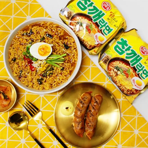OTTOGI Spicy Sesame Flavor Ramen – Korean Instant Noodle with Egg Block, Spicy Sesame Broth, 4.05 oz (Pack of 5)