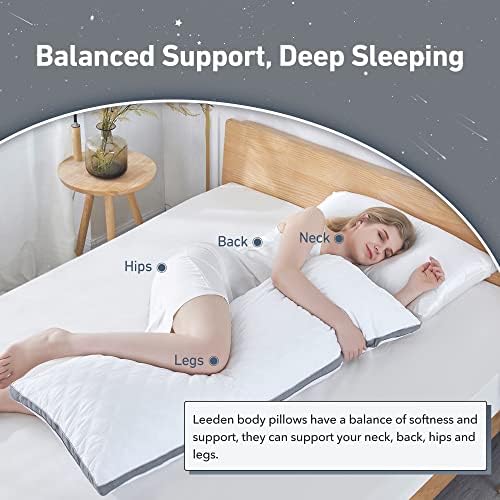 Leeden Body Pillow Insert 20 x 54 for Side Sleepers White Support