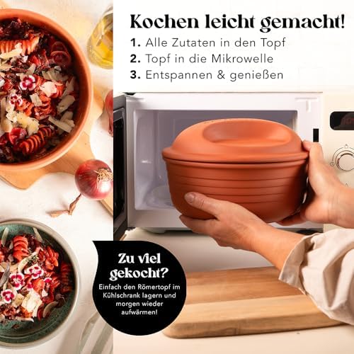 Romertopf 15005 Clay Roaster | Non-Stick Dutch Oven | Healthy Pot Cooking | Clay Baker | Versatile Cooking Vessel - 2.1 Quarts (2 Liters) 2-4 People