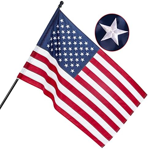 American Flag 6x10 ft: Long Lasting and Heavy Duty Nylon US Flags | Embroidered Stars, Sewn Stripes, Brass Grommets, UV Protection Perfect for Outdoors! USA Flag