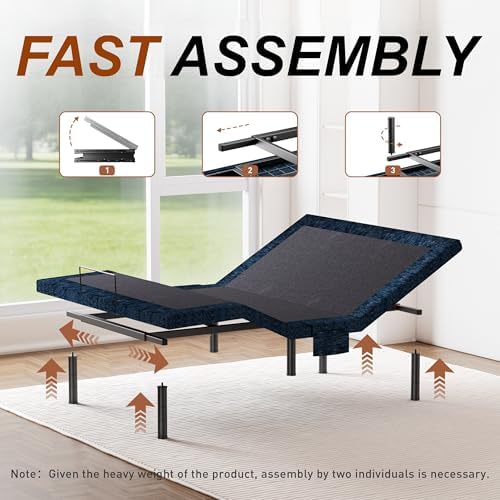 Twin XL Adjustable Bed Base Quiet Motor Zero Gravity Anti-Snore | Heavy-Duty Metal Frame,Wireless Remote, Independent Head & Foot Incline