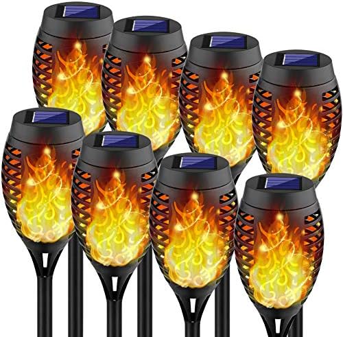 Kurifier Solar Lights Outdoor 8Pack Solar Torch Light with Flickering Flame