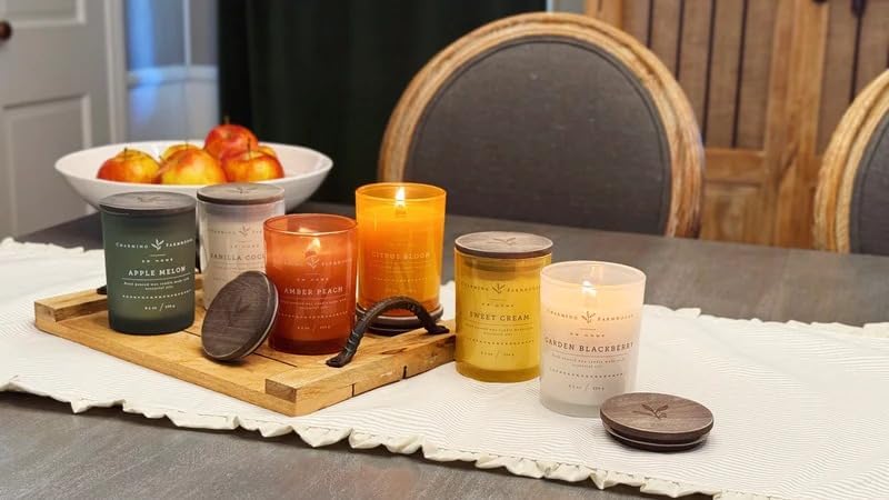 Charming Farmhouse by DW Home Vanilla Brûlée Scented Candle, 8 oz Wooden Wick Candle, Vanilla Bean, Toffee & Toasted Marshmallow Fragrance, Up to 40H Burn Time