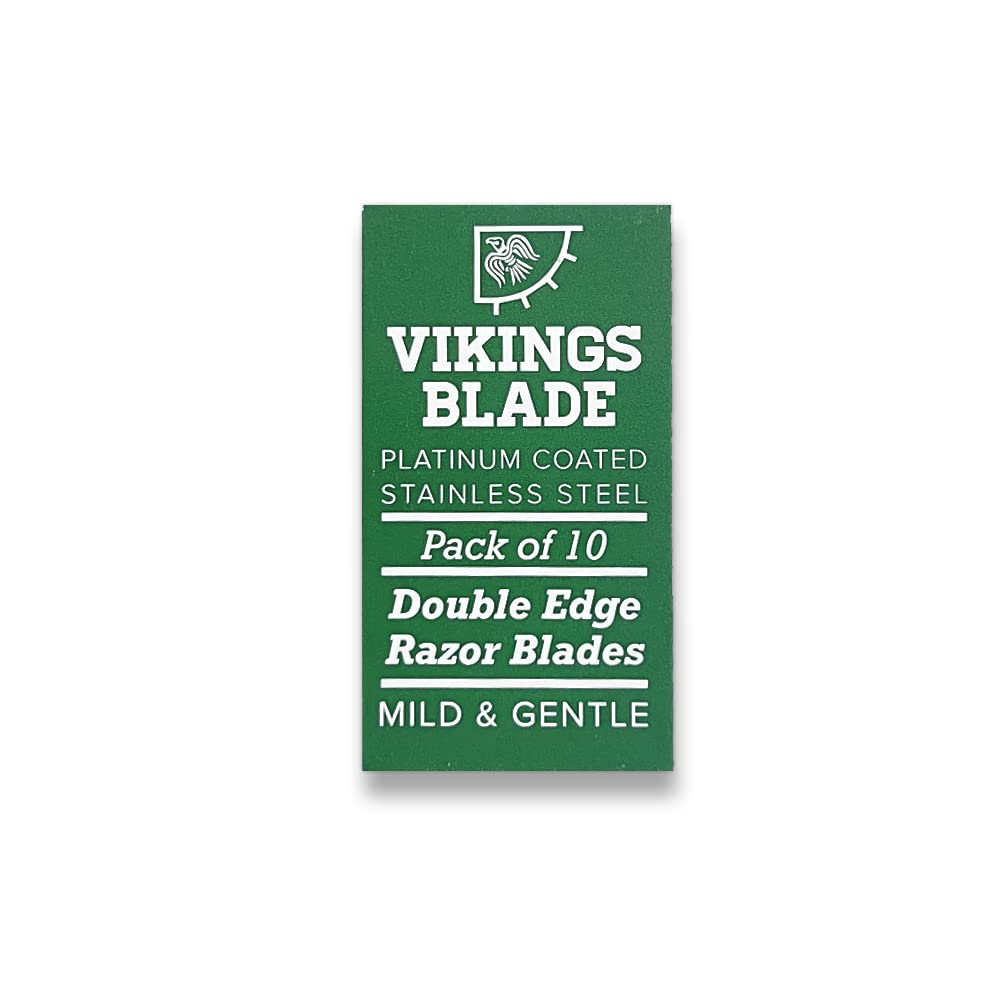 VIKINGS BLADE Double Edge Safety Razor Blades, 50x Blades, Swedish Steel + Platinum Coated, Replacement Razor Blades & Refills (Mild & Gentle)
