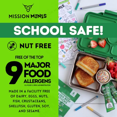 Mission Meats Kids Beef Sticks, Zero Sugar, Healthy Mini Snacks 0.5oz, 24ct | Healthy Back-to-School Snack, Great for Lunches & Sports, Top 9 Allergen Free, Individually Wrapped, Kid-Loved & Not Spicy