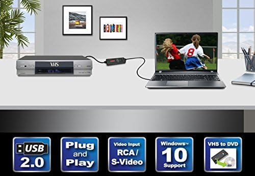 Diamond Multimedia VC500 One Touch VHS to Digital Converter – Capture & Convert VHS to Digital Files or DVD, Easy-to-Use Software, Windows 11,10 & Mac Compatible