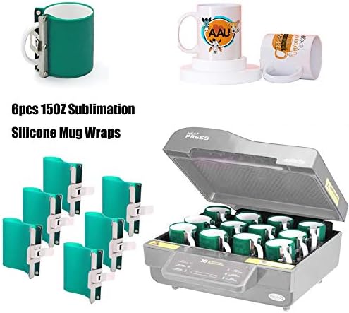 E-Found 6pcs 15OZ Sublimation Silicone Mug Wraps 3D Sublimation Silicone Mug Clamp Mug Wraps for Sublimation in Oven Fixture 3D Rubber Mug Clamps