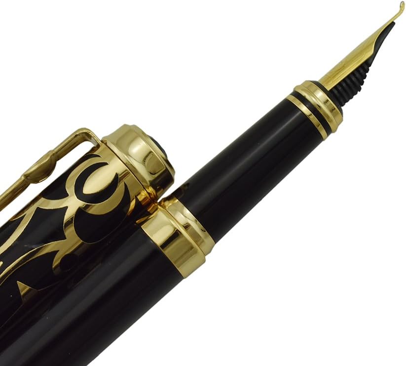 Duke Fude Nib Fountain Pen Medium to Broad Nature Mother Pearl on Cap with Pen Pouch sketching Art Drawing Signature Calligraphy Pen Case Set
