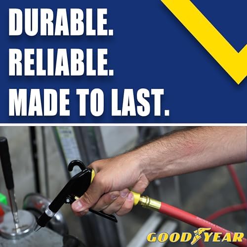 Continental 50' x 3/8" Red Rubber Air Hose - Working Pressure: 250 PSI - Burst Pressure: 1070 PSI - 100% Brass 1/4" NPT Fittings - Made in USA