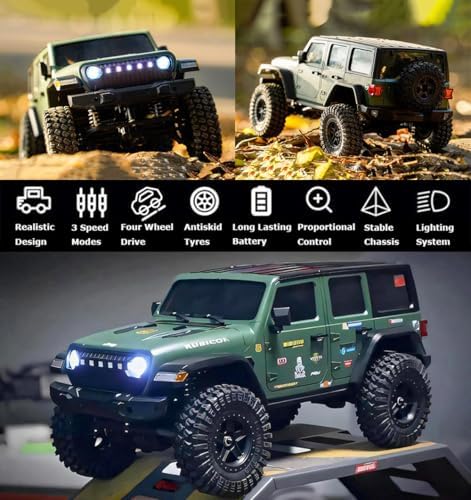 WPLDEWAN 1/18 RC Crawler RC Jeep Remote Control Truck Off Road | RC Rock Crawler 4x4 RTR All Terrain 370 Brushed Motor 2.4GHz Full Proportional 3