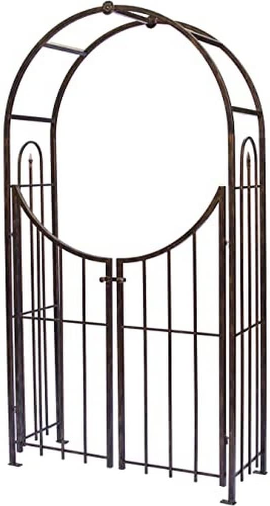 Panacea Products Arched Top Garden Arbor with Gate, Brushed Bronze