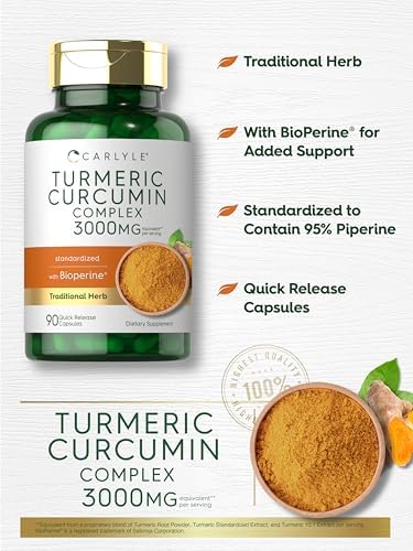 Carlyle Turmeric Curcumin with Black Pepper | 90 Powder Capsules