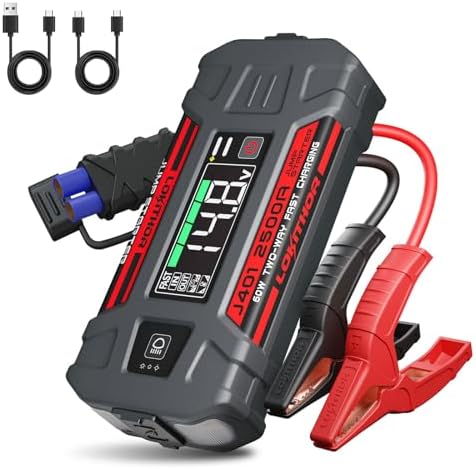 LOKITHOR J401 Portable Car Battery Jump Starter for 8.5L Gas/6.5L Diesel | 2500A Battery Jumper Starter Portable 12V Jump Box, 60W Fast Charging