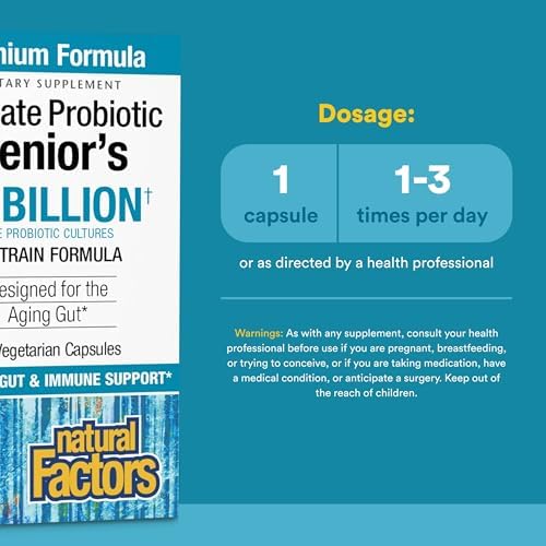 Natural Factors Ultimate Probiotic Senior's - Senior Supplement for Digestive & Immune Health - 35 Billion CFUs - Non-GMO & Gluten-Free - 30
