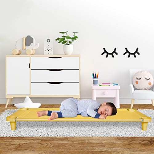 Acrimet Toddler Cot Bed for Kids, Travel, Day Care, 52" x 21" Yellow 1 Pack