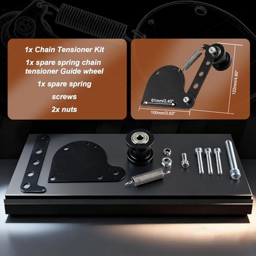 Spring Loaded Chain Tensioner, 2 Stroke Motorized Bicycle Chain Guide | Adjustable guide wheel in black. Fits 49cc, 66cc