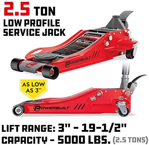 Powerbuilt 6 Piece Car Jack and Garage Creeper Service Set, 2 Ton Vehicle Lift, Jackstands, Folding Creeper, Wheel Chocks, Car Repair Garage Equipment - 640816, Large, Red