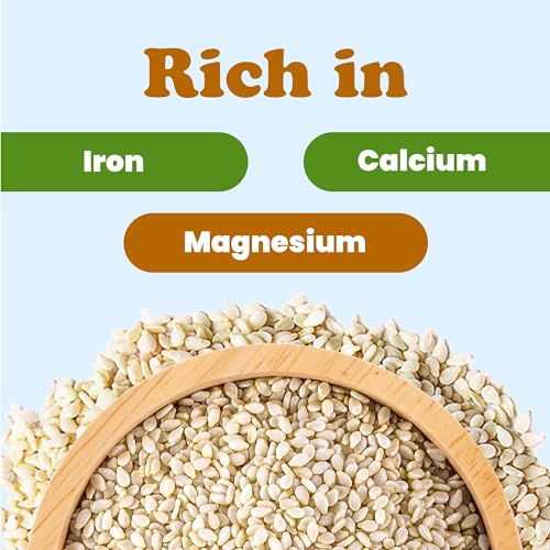 Food to Live Organic Hulled Sesame Seeds, 2 Pounds – Whole Raw White Sesame Seeds, Non-GMO, Kosher, Vegan, Unroasted, Bulk. High in Iron, and Calcium. Perfect for Tahini Paste, Stir-fries, and Salads.