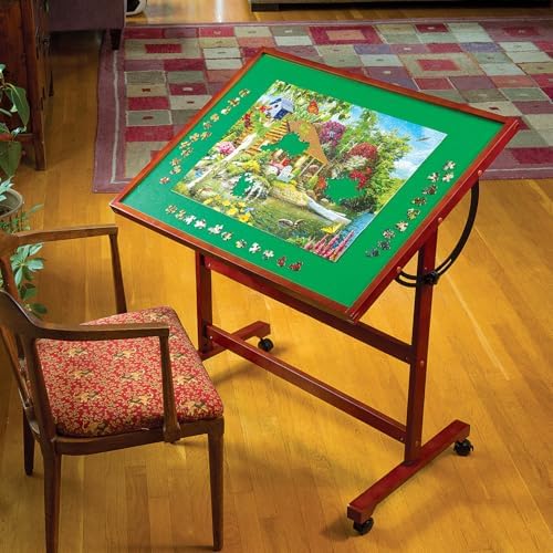 Bits and Pieces Puzzle Table Portable Puzzle Board - Adjustable Rotating Puzzle Table with Wheels and Cover