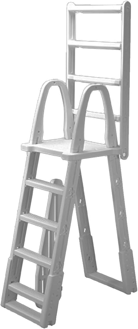 Ocean Blue A-Frame Swing Up & Lock Ladder with Anti-entrapment Barrier | Designed for Above Ground Swimming Pool | Holds Up to 300 Pounds