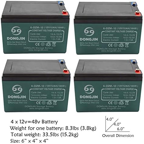 4Pcs 12V 12Ah 6-DZM-12 Motorcycle Rechargeable Battery for Buggy Bike Scooter Go Kart ATV Pit Dirt Bike