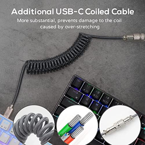 RK ROYAL KLUDGE RK61 Wireless Mechanical Keyboard, 60% Percent RGB, White | Hot Swappable Gaming Keyboard with Bluetooth/2.4G/USB, 61 Keys Ultra-Compact for Win/Mac/PC, Coiled Cable, Linear Red Switch
