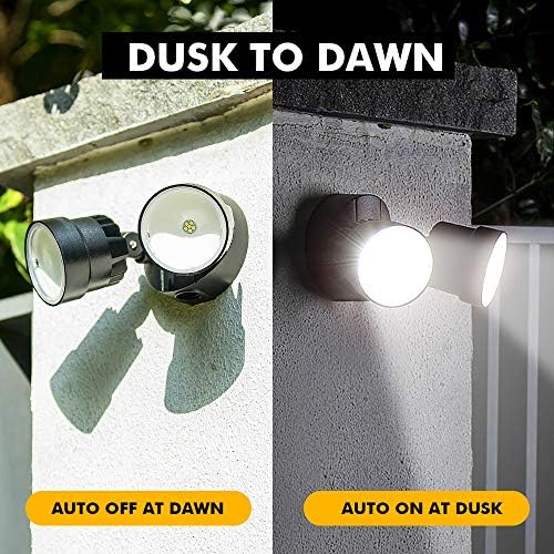 LUTEC 2 Packs P6221B 2000 Lumen 18 Watt 28 LED Dual-Head Flood Light Outdoor, Waterproof Exterior Security Wall Light for Patio, Garden,Yard-Black