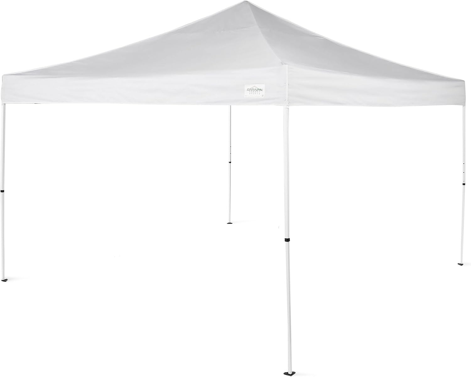 Caravan Canopy 12 by 12 Foot Polyester Straight Steel Leg Instant Pop Up Canopy Tent with Adjustable Height for Outdoor Events, Blue | 150D polyester top with 99 percent UV protection, 3 height settings to 9 ft, steel frame, roller bag and 4 stakes