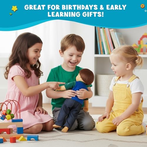 Get Ready Kids Caucasian Boy Doll - 16 inch Realistic Vinyl Poseable Doll | Imaginative play boy doll with movable limbs, rooted hair