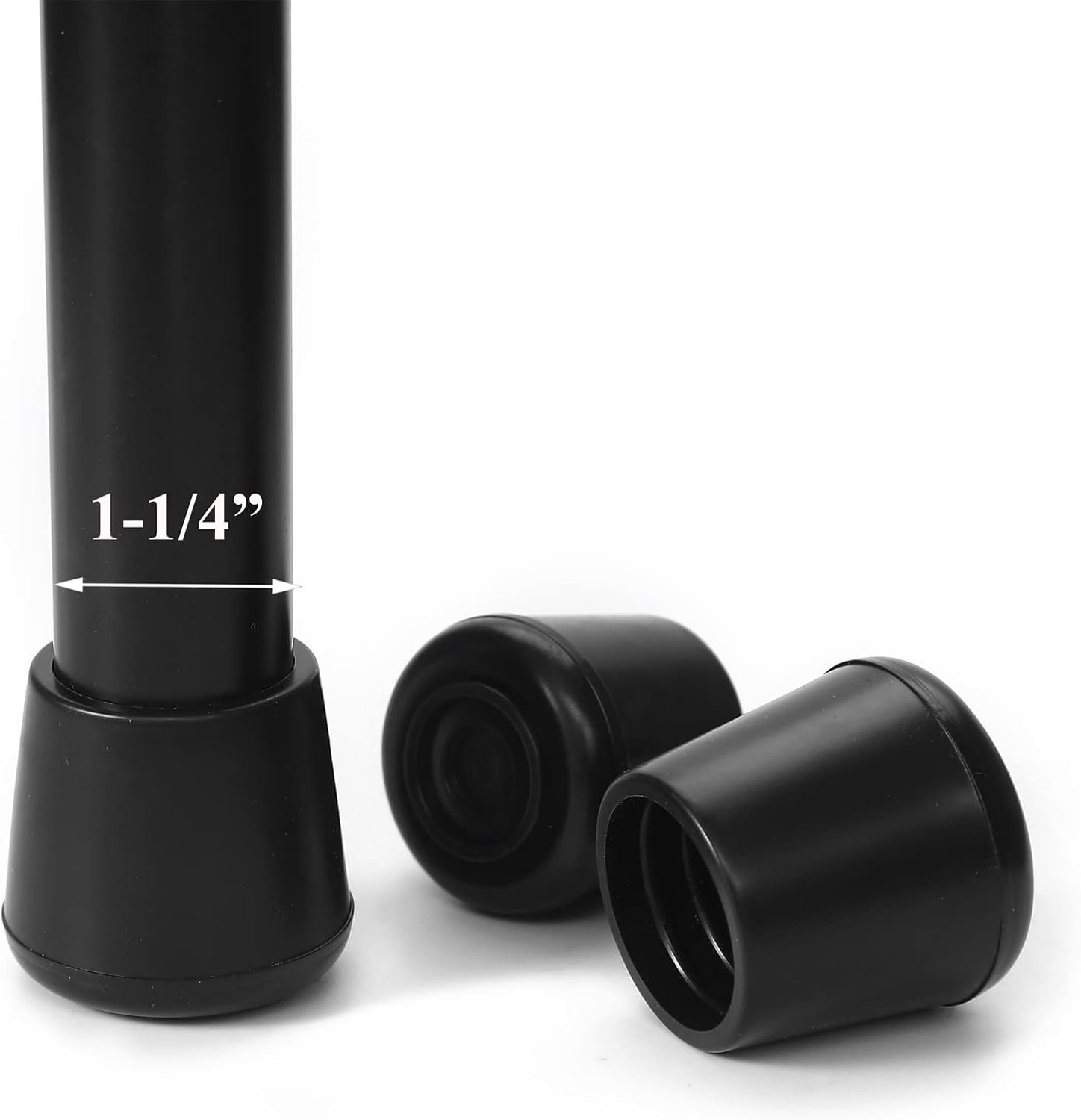 Furnigear Chair Leg Tips Caps Non-Slip Rubber Leg Tips 1-1/2” Inner Diameter Chair Leg Floor Protectors Round Black 4 Pack (Fit Round Diameter