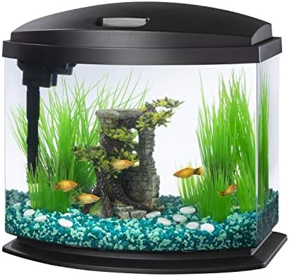Aqueon LED MiniBow Small Aquarium Fish Tank Kit with SmartClean Technology, Blue, 1 Gallon