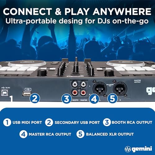 Gemini USB DJ Controller & Media Player, VirtualDJ LE (GMX) | USB DJ controller & media player - touch jog wheels, dual screens - VirtualDJ LE
