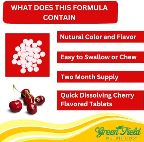 Greenfield Nutritions Halal Vitamin B12 1000mcg - Cherry Flavored Fast Absorption 60 Sublingual B12 Tablets - Natural B12 Halal Vitamins