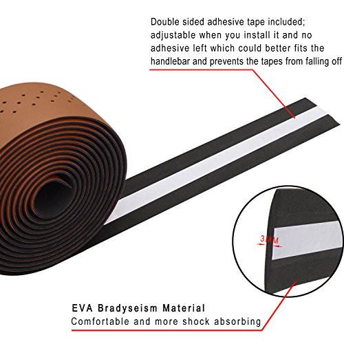 TOPCABIN® Camouflage Series Comfort Gel Road Bike Handlebar Tape Bike Bar Tape with Reflective Bar Plugs (Dark Brown(PU a Pair))
