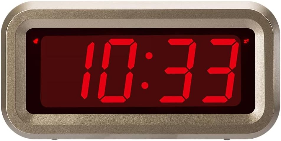 Digital Alarm Clock Battery Operated with LED Display for Bedrooms, Long Battery Life for 12 Months, 3 Brightness Adjustable, 12/24 Hour, Snooze, Black Case with Red Digits