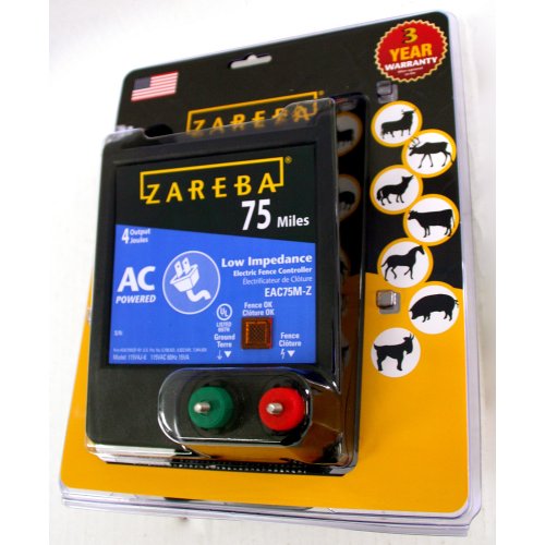 Zareba 75 Mile AC Powered Low Impedance Electric Fence Charger - Plug In Electric Fence Charger - Contain Bulls, Cattle, Pigs, Exotics