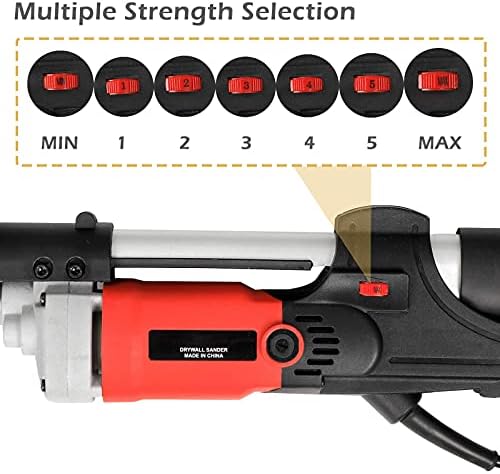 JupiterForce 800W Electric Drywall Sander Automatic Vacuum System Adjustable Variable Speed with 6 Sanding Discs