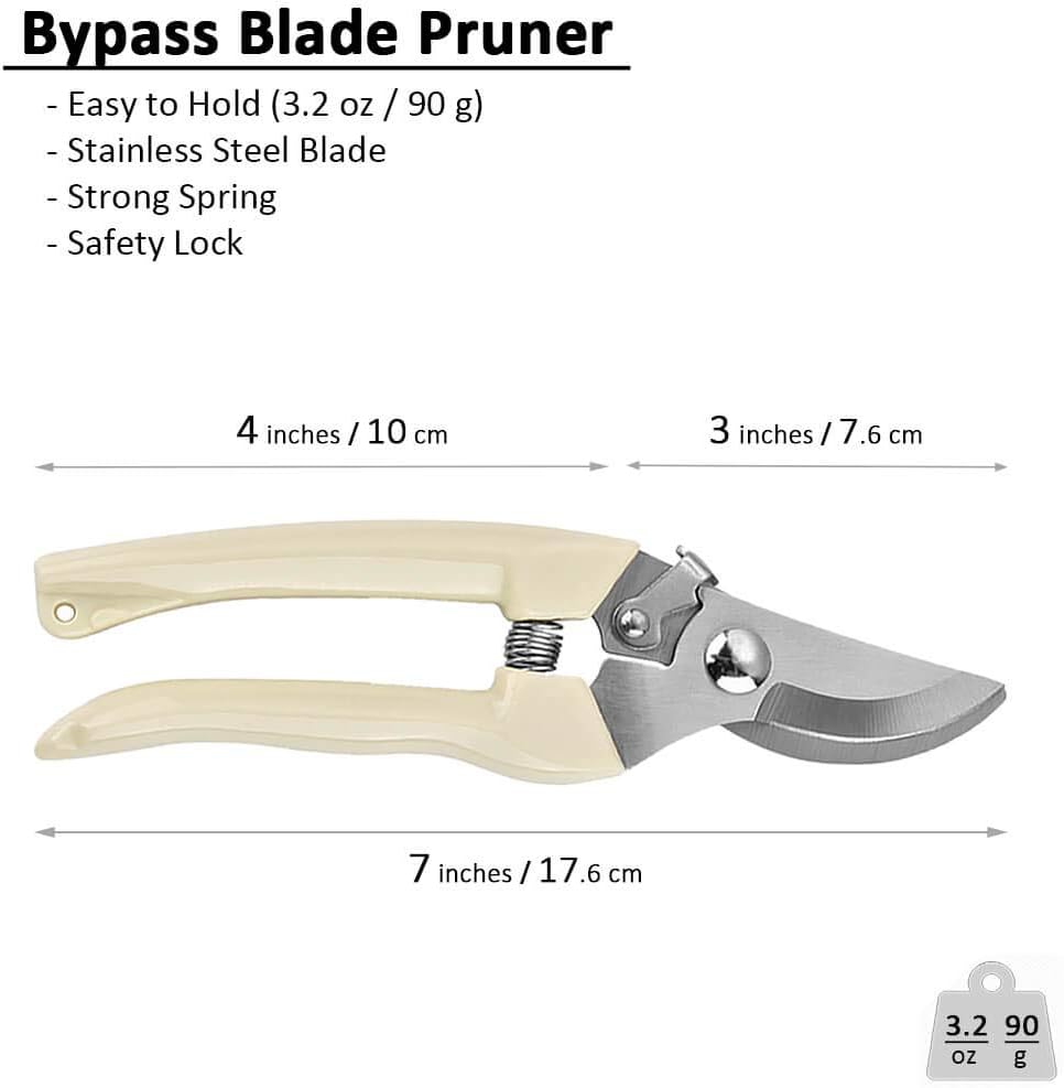 BUGUI Wood Handle Pruning Shears, SK-5 Steel Blade, 1-inch Cutting Capacity, Sharp, Well Designed Garden Shears, 8"