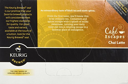 Cafe Escapes Chai Latte K-Cups, 16 Count (Packaging May Vary)