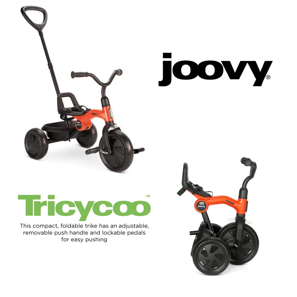 Joovy Tricycoo 4.1 Kids Tricycle with 4-Stages Featuring Extra-Wide Front Tire, Removable and Adjustable Parent Handle, Safety Harness