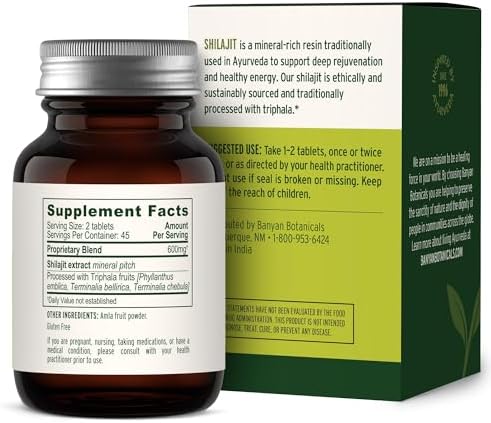Banyan Botanicals Shilajit – 90 Pure Pressed Tablets for Energy & Vitality*