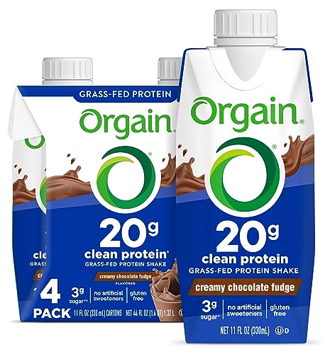 Orgain 20g Clean Grass Fed High Protein Shake, Vanilla, 11 oz, 12pk | Ready to drink dairy grass fed high protein, non-GMO, no soy ingredients, gluten-free, kosher, low net carbs