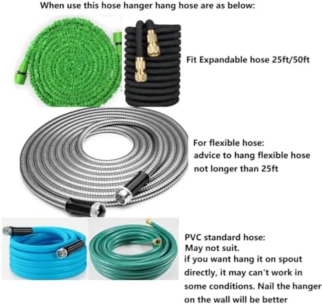 Garden Hose Hanger - Heavy Duty Metal Holder for 50ft/25ft Expandable Hose, Supports 110lbs - Portable Garage Storage
